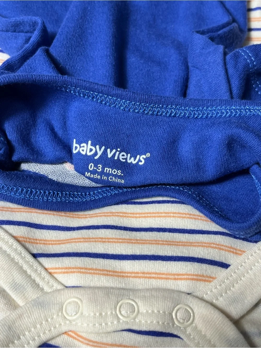 White And Royal Blue Baby Onesie Trio - Lion Print  0-3